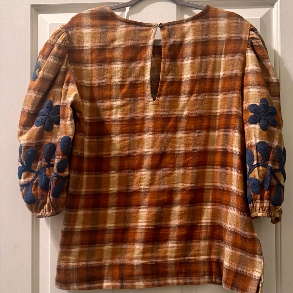 Ivy Jane plaid floral embroidered flannel shirt - Picture 6 of 6